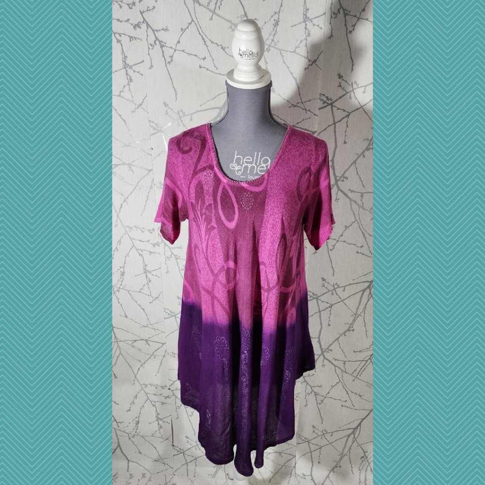 Papa Vancouver Pink Purple Ombre Floral Flowy Shift Dress
